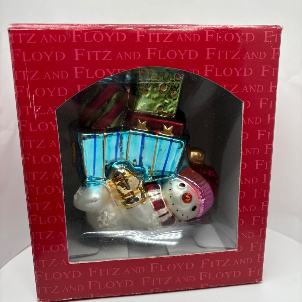 Fitz and Floyd Classics Glass Snowman Gifts Ornament Figurine Christmas‎ New
